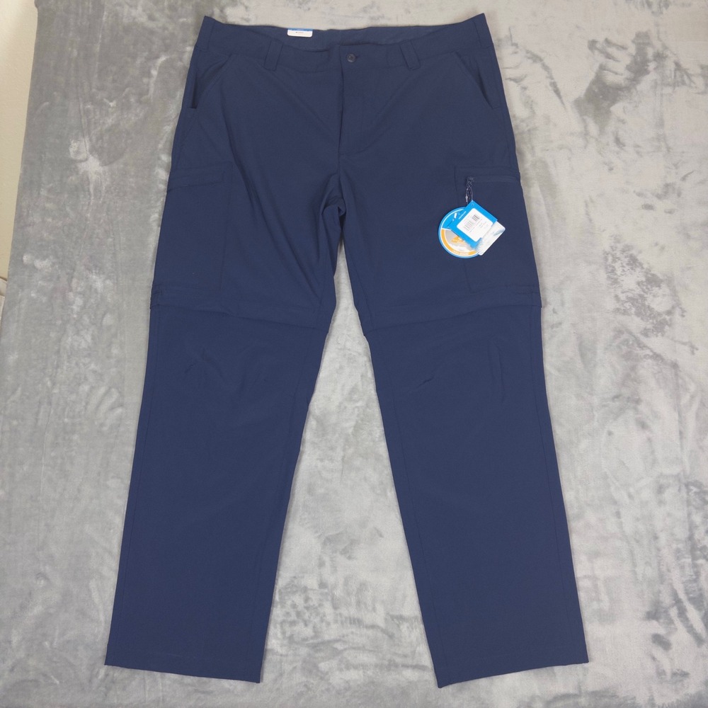 Columbia PFG Convertible Pants Mens 40x32 Navy Blue Cargo Hiking Fishing NEW